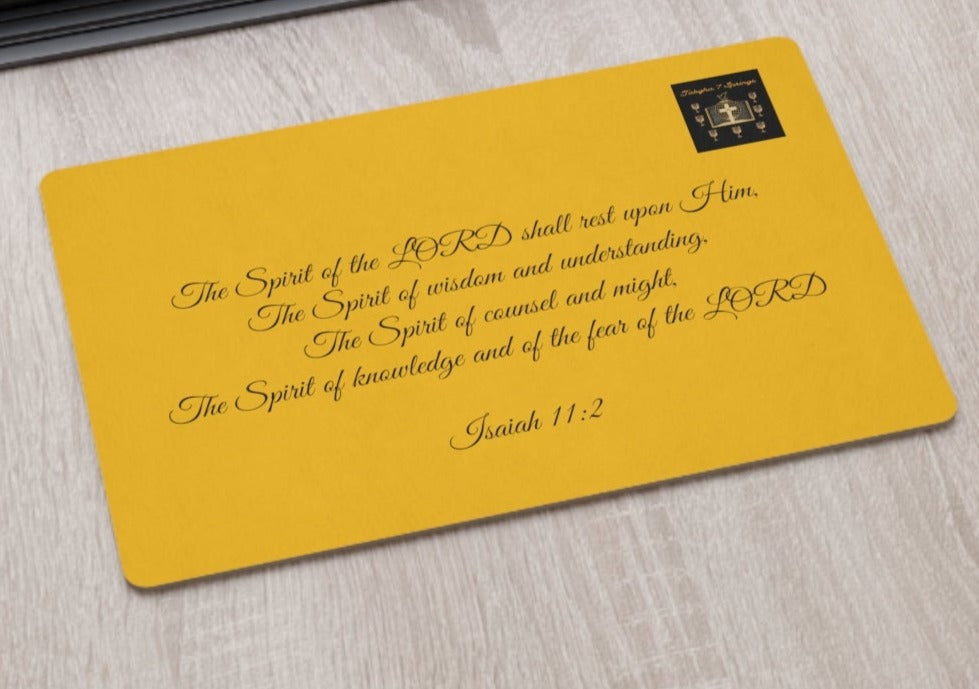 Altar Prayer Mat - The Spirit of the LORD shall rest upon Him, The Spirit of wisdom and understanding, The Spirit of counsel and might, The Spirit of knowledge and of the fear of the LORD. (Isaiah 11:2)